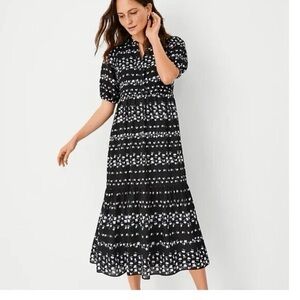 Ann Taylor Black and White Midi Dress